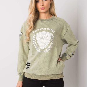 Aniyah green print sweatshirt