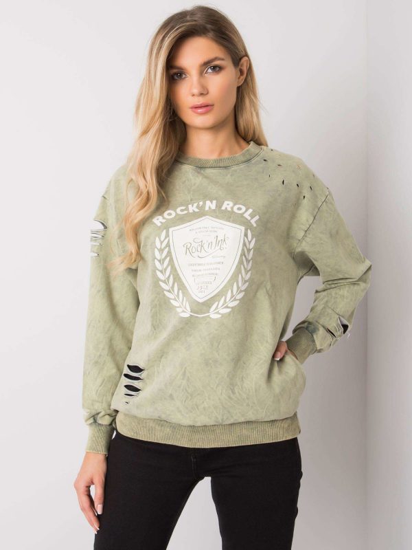 Aniyah green print sweatshirt