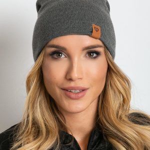 Dark gray beanie hat with wool