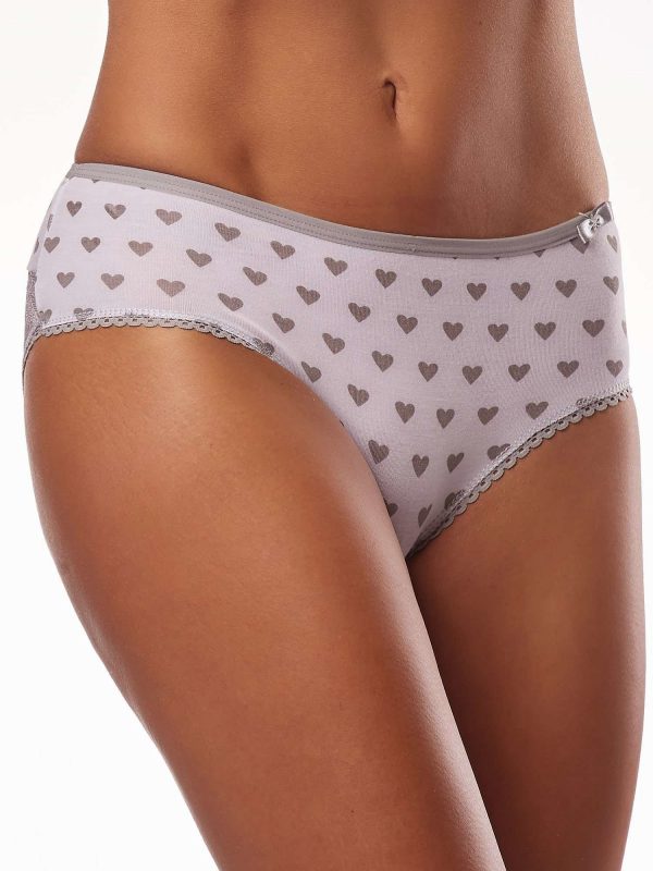 Women's Grey Hearts Print Briefs