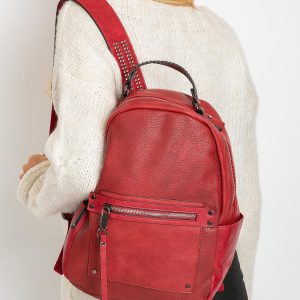 Red backpack with studs