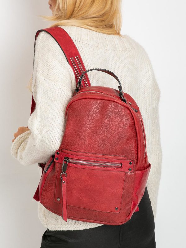 Red backpack with studs