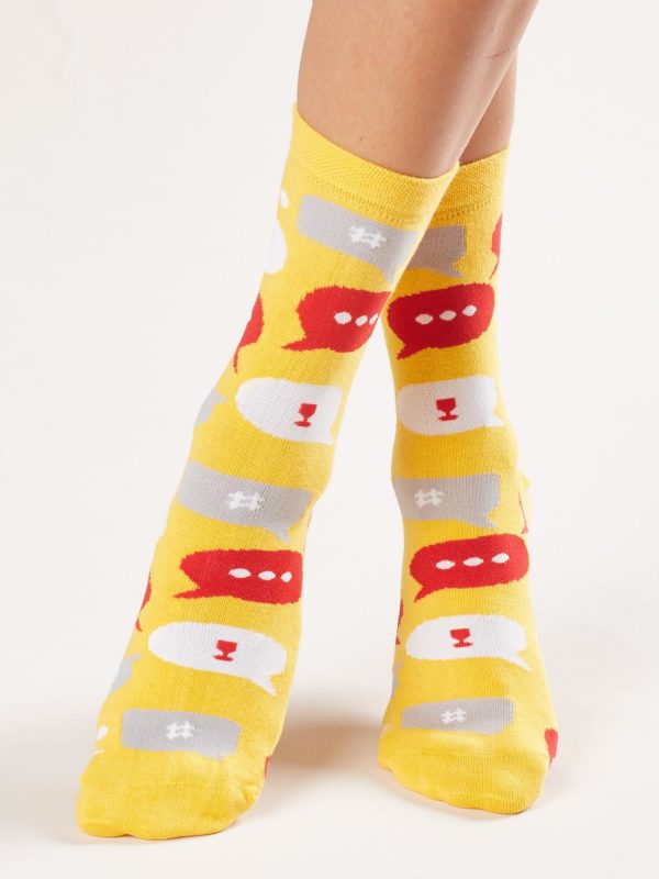 Yellow Printed Socks