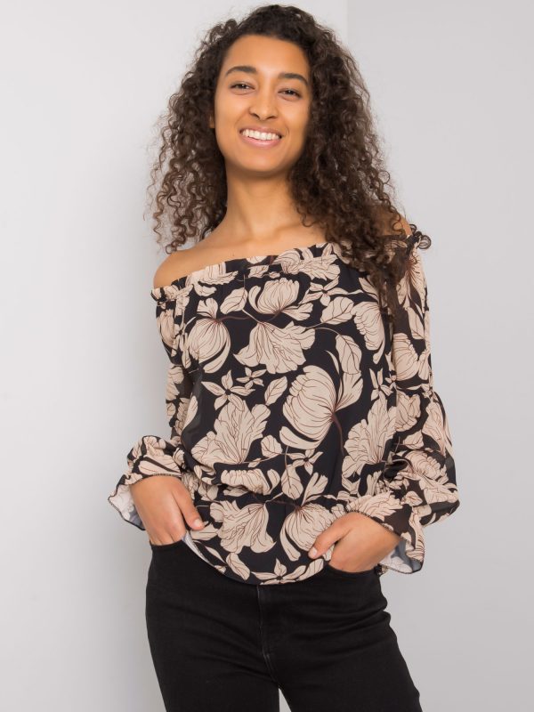 Black and beige patterned blouse Nualla