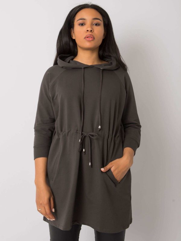 Dark khaki plus size hoodie Norina