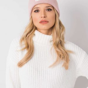 Light Pink Winter Hat with Patch