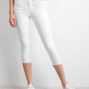 White skinny jeans trousers with bows