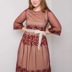 Burgundy Elegant Plus Size Dress Enriqueta