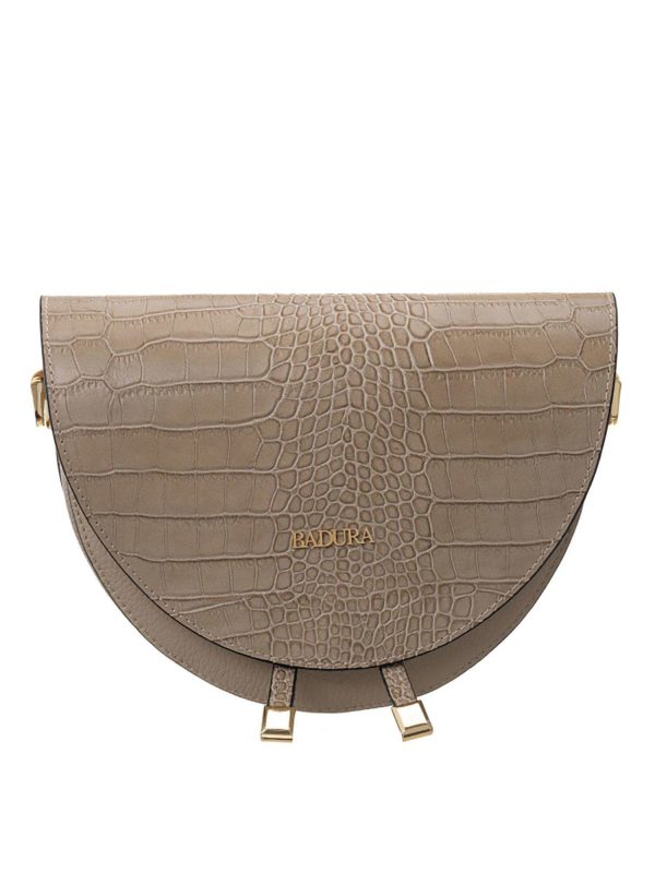 Beige leather mailbag with animal motif BADURA