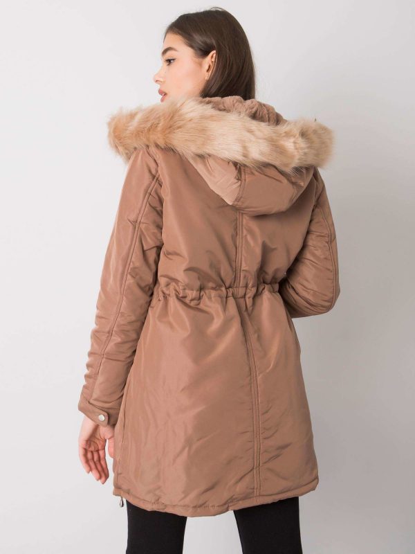 Camel double-sided jacket with hood Obinne