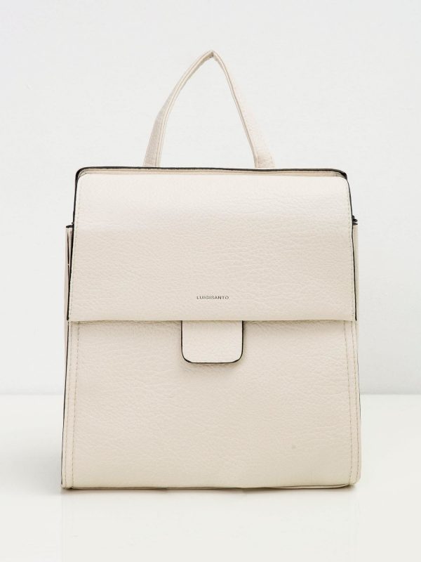 Cream women's backpack made of eco leather