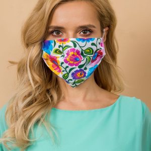 White Patterned Reuse Protective Mask