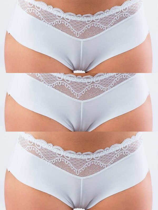 3 PAK White Seamless Lace Panties