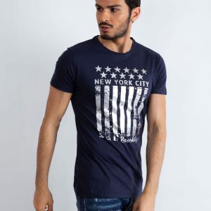 Navy Blue Men's T-Shirt Designed