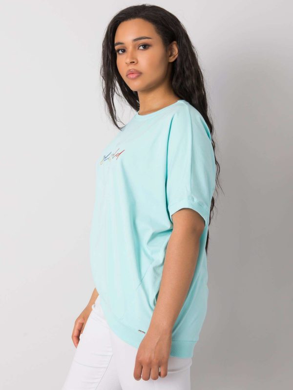 Mint plus size blouse with Jewel inscription