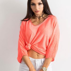 Fluo peach women's oversize blouse