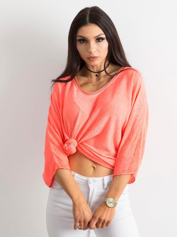 Fluo peach women's oversize blouse