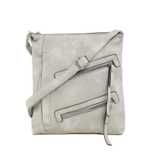 Grey eco-leather handbag with pockets