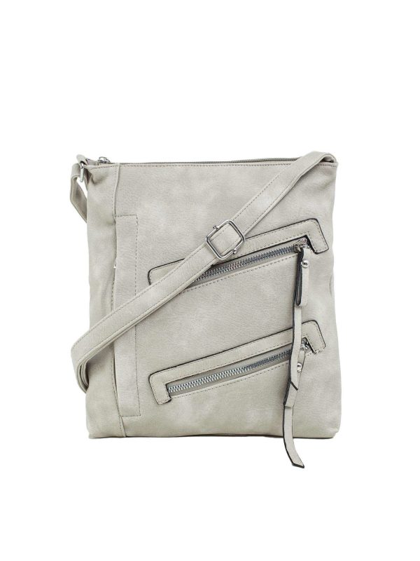 Grey eco-leather handbag with pockets