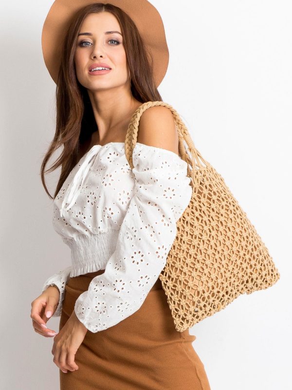 Beige openwork women's bag