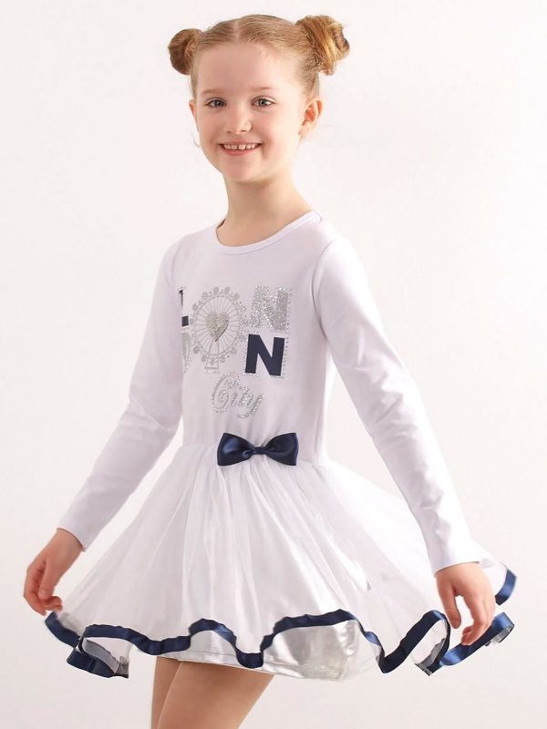 White dress for girl with applique