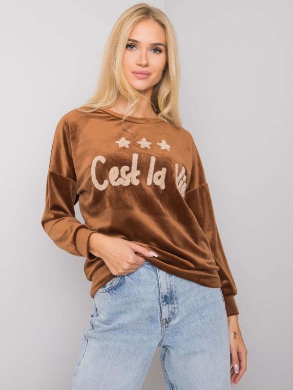 Light brown Daveria women's velor sweatshirt