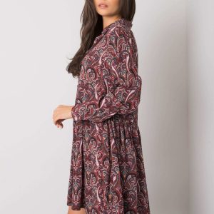 Dark brown dress with prints Alannah FRESH MADE