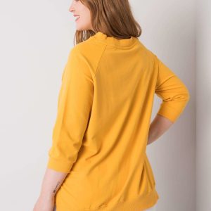 Naenia Yellow Plus Size Cotton Sweatshirt