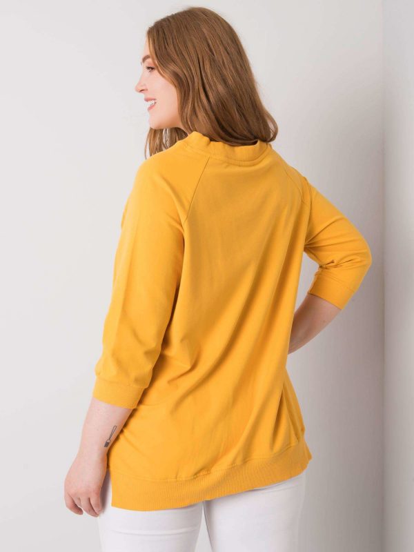 Naenia Yellow Plus Size Cotton Sweatshirt