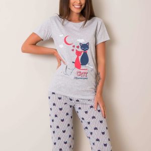 Grey Printed Cotton Pyjamas