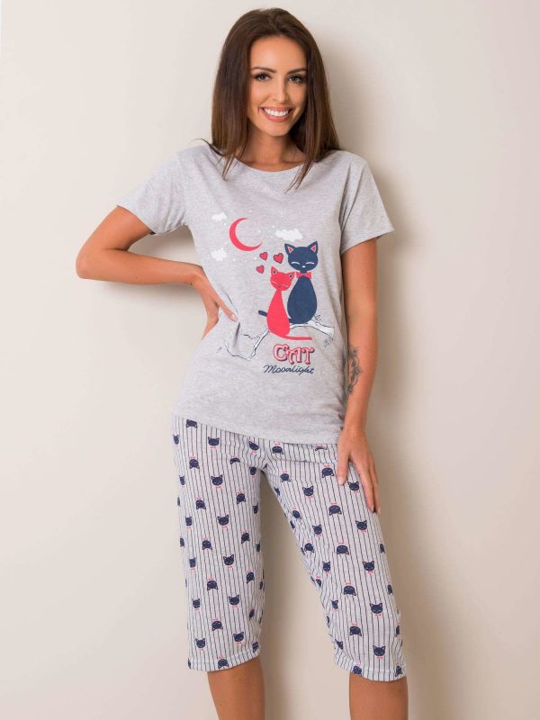 Grey Printed Cotton Pyjamas