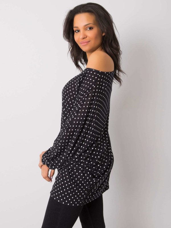 Black Plus Size Polka Dot Blouse Aubrielle RUE PARIS