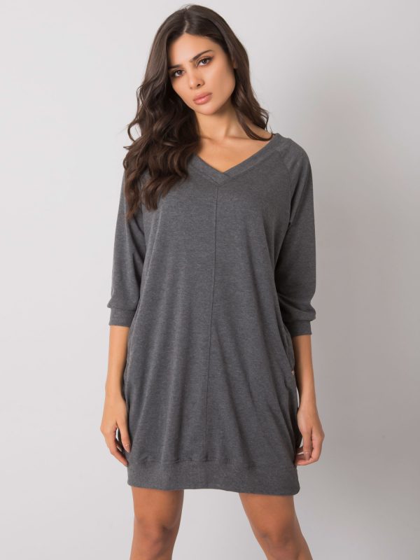 Grey Salerno Cotton Basic Dress