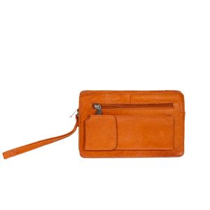 Light Brown Leather Men's Pouch with Handle