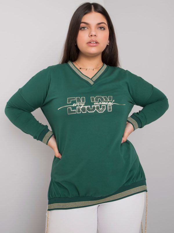 Dark green plus size blouse with Lila applique