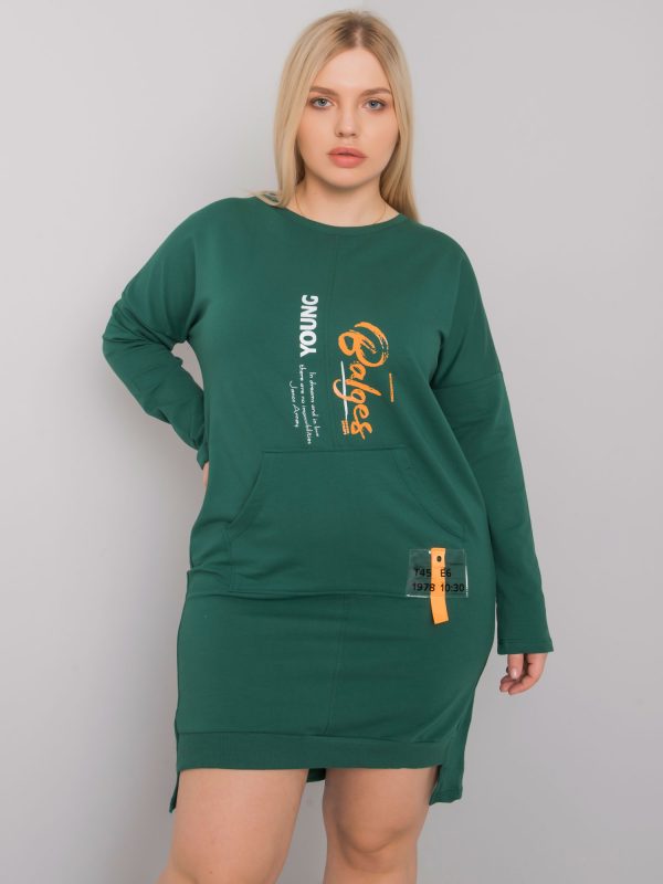 Dark Green Plus Size Sweatshirt Dress Akira