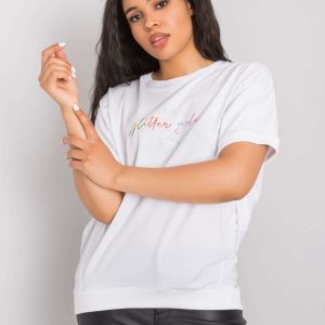 White plus size blouse with Jewel inscription