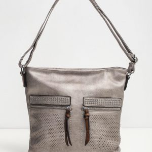 Silver bag with openwork pockets