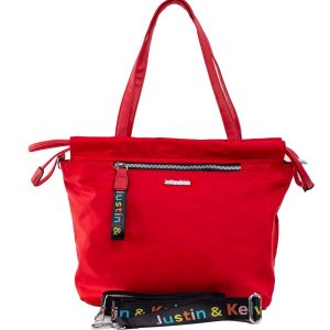 Red shoulder bag with detachable strap