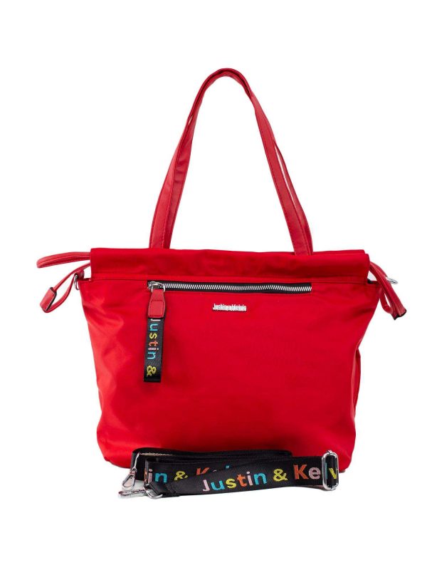 Red shoulder bag with detachable strap