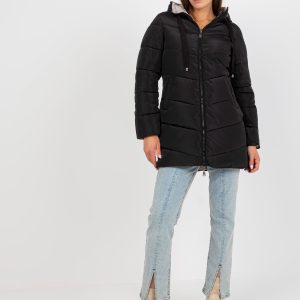 Wholesale Black and beige double-sided winter jacket with pockets