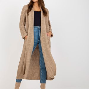 Wholesale Beige long cardigan with OCH BELLA wool