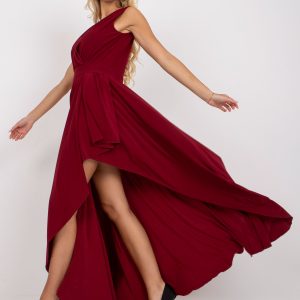 Wholesale Burgundy long evening dress with lining Celina