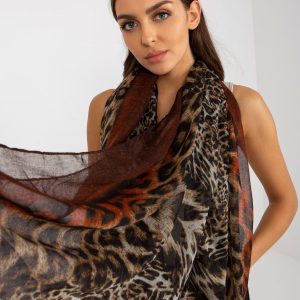 Wholesale Brown-dark orange scarf in animal print