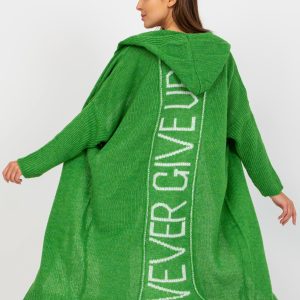 Wholesale Green long cardigan with inscription on the back OCH BELLA