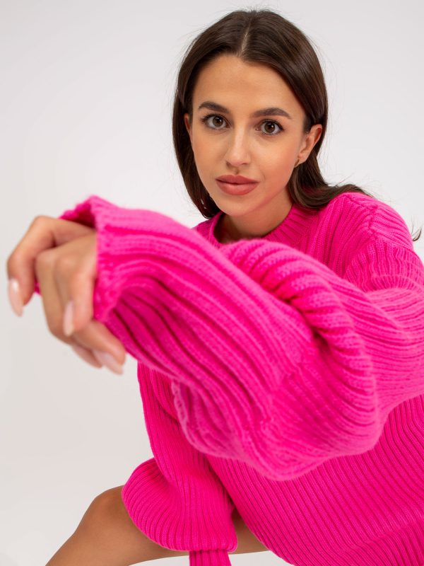 Wholesale Fluo pink long oversized sweater RUE PARIS