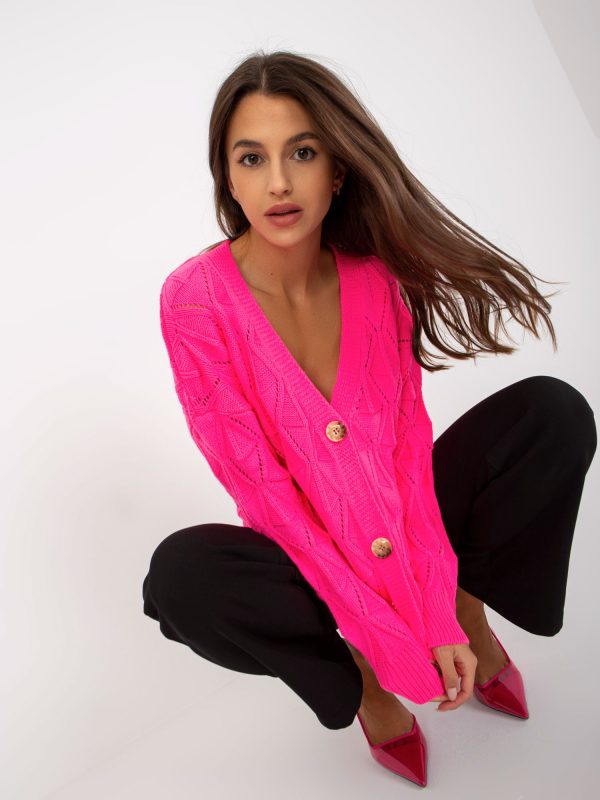 Wholesale Fluo pink openwork cardigan RUE PARIS