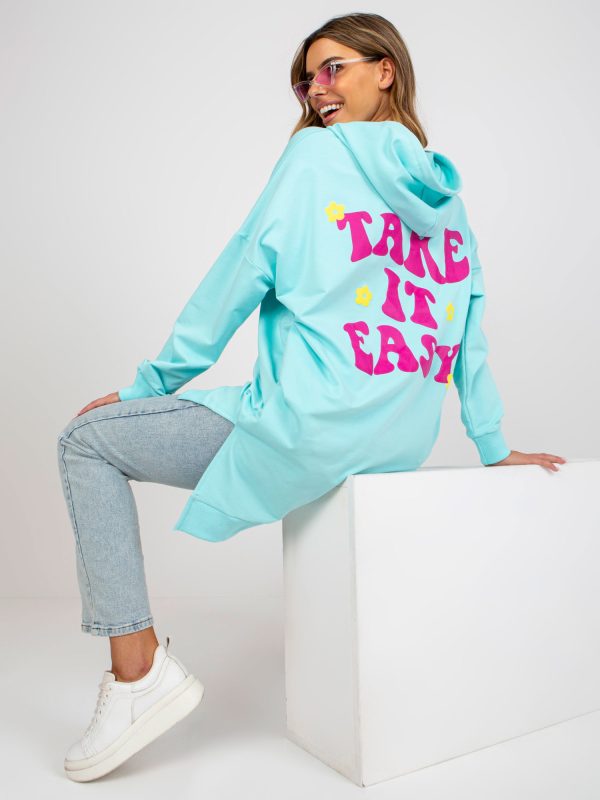 Wholesale Mint fuchsia sweatshirt with print on the back