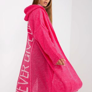 Wholesale Pink loose cardigan with hood OCH BELLA