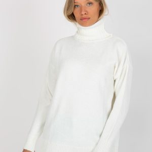 Wholesale White plain turtleneck sweater with long sleeve RUE PARIS